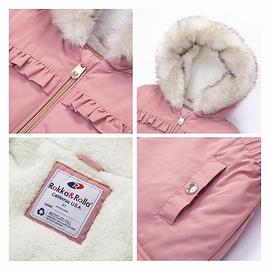 Baby Girl Rokka&rolla Puffer Jacket With Sherpa Fleece Lining