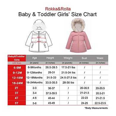 Baby Girl Rokka&rolla Puffer Jacket With Sherpa Fleece Lining
