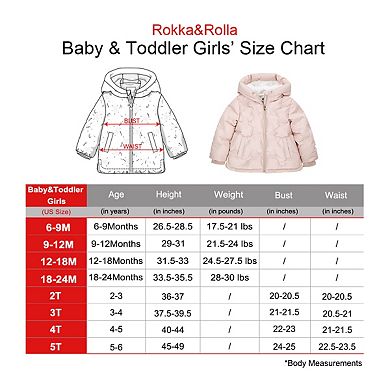 Baby Girls' Rokka&rolla Fleece Lined Heat Puffer Jacket, Size 6-24m