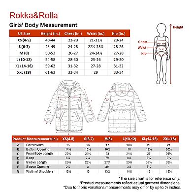 Girl Rokka&Rolla Water Resistant Puffer Jacket Coat, Size XS-XXL