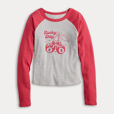 Juniors' Threads of Luxx Lucky Day 8 Ball Long Sleeve Tee