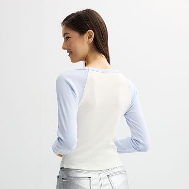 Juniors' Threads of Luxx Center of Attention Long Sleeve Tee