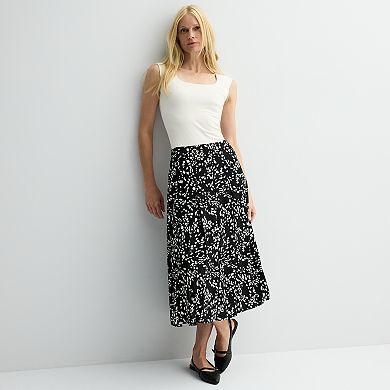 Women's Nine West Pleated Crepe Midi Skirt