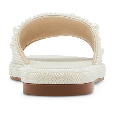 madden girl Amorre Women's Embellished Pearl Slides