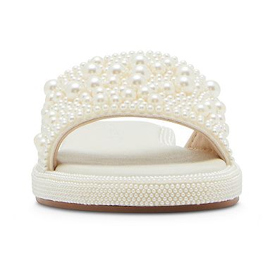 madden girl Amorre Women's Embellished Pearl Slides