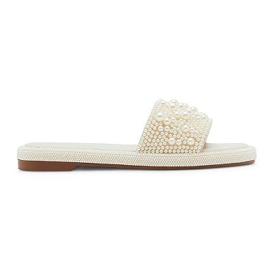 madden girl Amorre Women's Embellished Pearl Slides