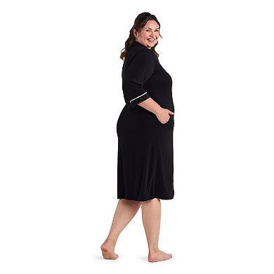 Plus Size Miss Elaine Essentials Terry Long Zip Robe