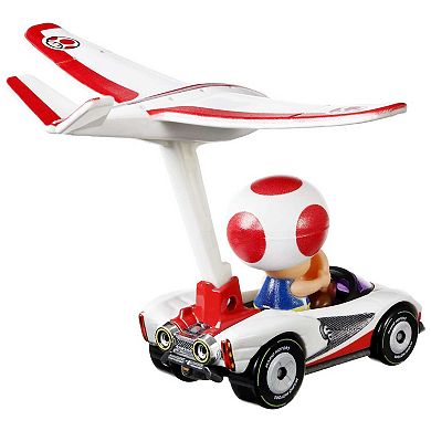 Hot Wheels Mario Kart Die-Cast Toad P-Wing and Plane Glider by Mattel