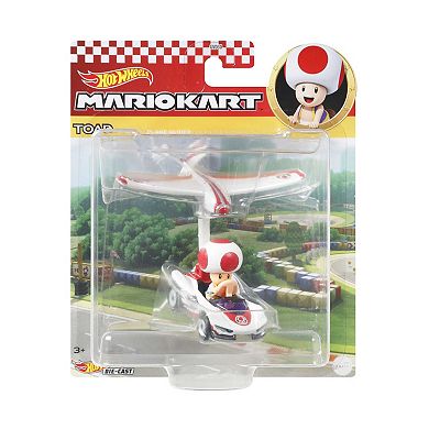 Hot Wheels Mario Kart Die-Cast Toad P-Wing and Plane Glider by Mattel