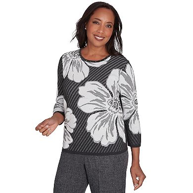 Women's Alfred Dunner Floral Textured Sweater