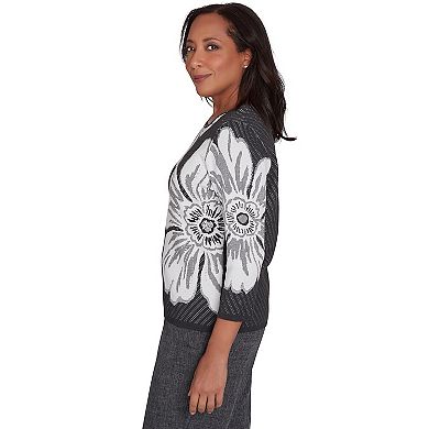 Women's Alfred Dunner Floral Textured Sweater