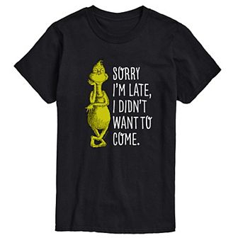 Men's Dr. Seuss Grinch Sorry I'm Late Graphic Tee