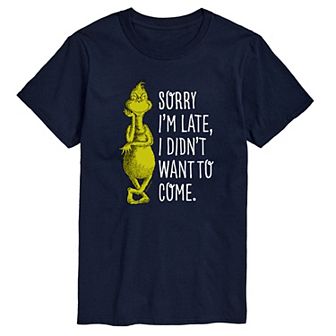 Men's Dr. Seuss Grinch Sorry I'm Late Graphic Tee
