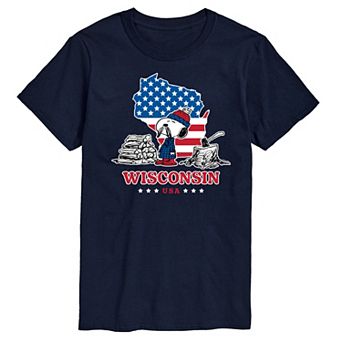 Men's Peanuts Snoopy Wisconsin Americana Graphic Tee