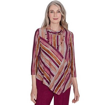 Women's Alfred Dunner Spliced Stripe with Detachable Necklace