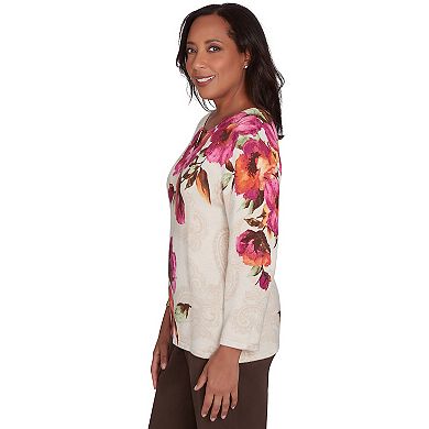 Women's Alfred Dunner Watercolor Floral Beaded Top