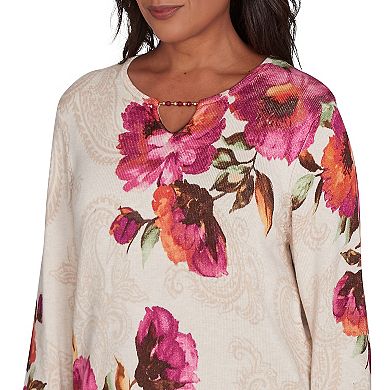 Women's Alfred Dunner Watercolor Floral Beaded Top