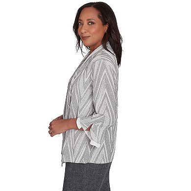 Petite Alfred Dunner Two-in-One Sheer Flutter Sleeve Top