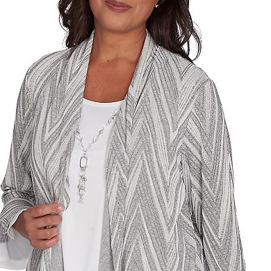 Petite Alfred Dunner Two-in-One Sheer Flutter Sleeve Top