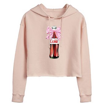 Juniors' Diet Coke Bottle Bow Cropped Hoodie