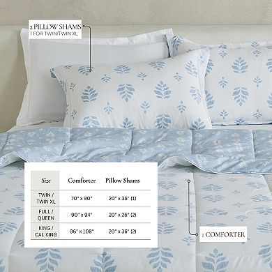 Madelinen® Reversible Solid / Print Down Alternative Comforter Set with Shams
