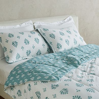 Madelinen® Reversible Solid / Print Down Alternative Comforter Set with Shams