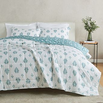 Madelinen® Reversible Solid / Print Down Alternative Comforter Set with Shams