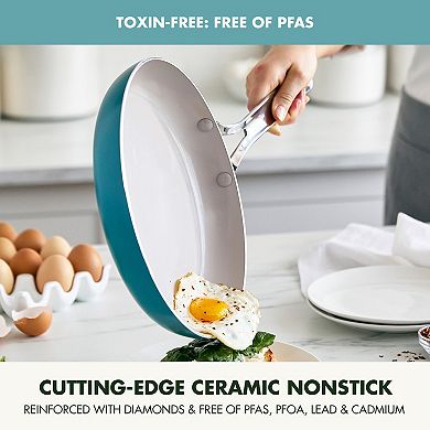 GreenPan Nova 3-pc. Healthy Ceramic Nonstick Cookware Set 10-in. Frypan & 4.37-qt. Sauté Pan with Lid