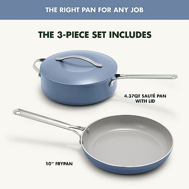 GreenPan Nova 3-pc. Healthy Ceramic Nonstick Cookware Set 10-in. Frypan & 4.37-qt. Sauté Pan with Lid
