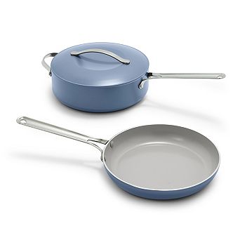 GreenPan Nova 3 pc Healthy Ceramic Nonstick Cookware Set 10 in Frypan & 4.37-qt Sauté Pan with Lid