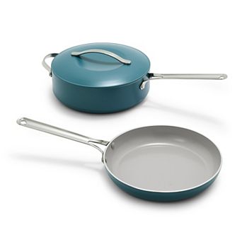 GreenPan Nova 3 pc Healthy Ceramic Nonstick Cookware Set 10 in Frypan & 4.37-qt Sauté Pan with Lid