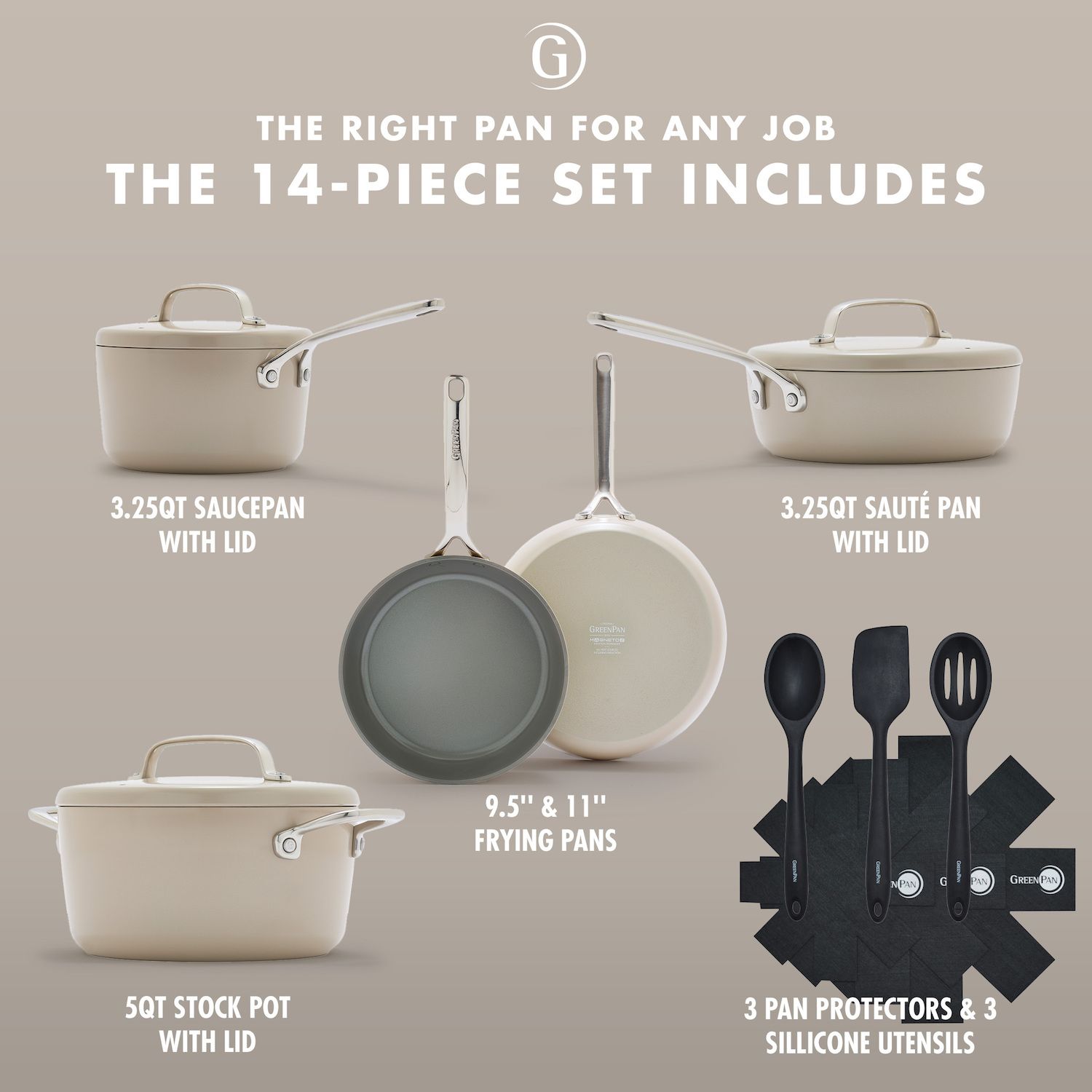 GreenPan GP5 Hard-Anodized Aluminum Healthy Ceramic Nonstick 14-pc. Cookware Pots & Pans Set ‼️incomplete set‼️
