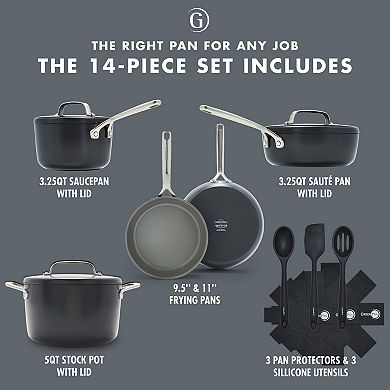 GreenPan GP5 Hard-Anodized Aluminum Healthy Ceramic Nonstick 14-pc. Cookware Pots & Pans Set