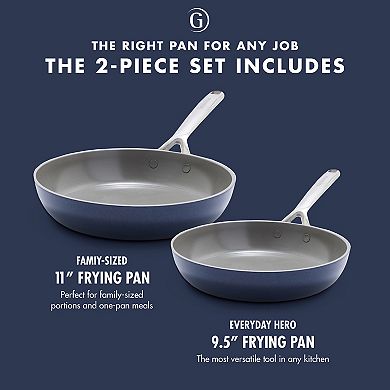 GreenPan GP5 Hard-Anodized Aluminum Healthy Ceramic Nonstick 9.5-in. & 11-in. 2-pc. Frying Pan Skillet Set