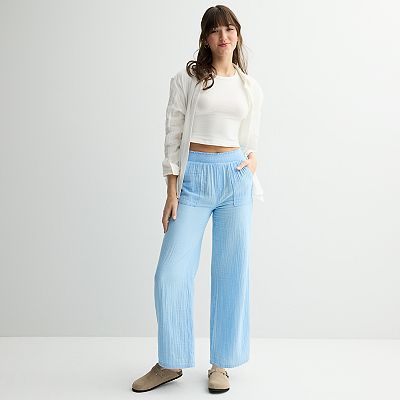 Juniors' SO® High-Rise Double Gauze Pants