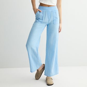 Juniors' SO® High-Rise Double Gauze Pants