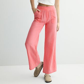 Juniors' SO® High-Rise Double Gauze Pants