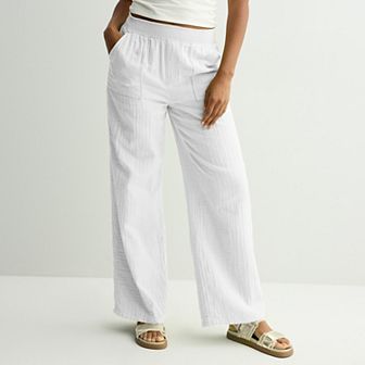Juniors' SO® High-Rise Double Gauze Pants