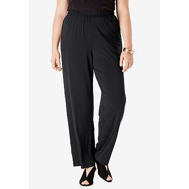 Roaman's Women's Plus Size Petite Ultrasmooth Fabric Wide-leg Pant
