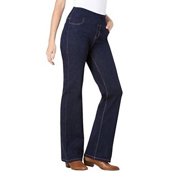 Woman Within Plus Size Petite Pull-On Bootcut Gap-Free Stretch Denim Jeans