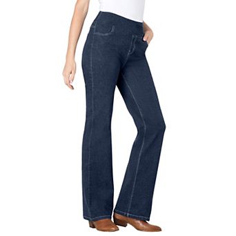 Woman Within Plus Size Petite Pull-On Bootcut Gap-Free Stretch Denim Jeans