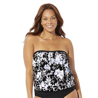 Swimsuits for All Women's Bandeau Blouson Tankini Top