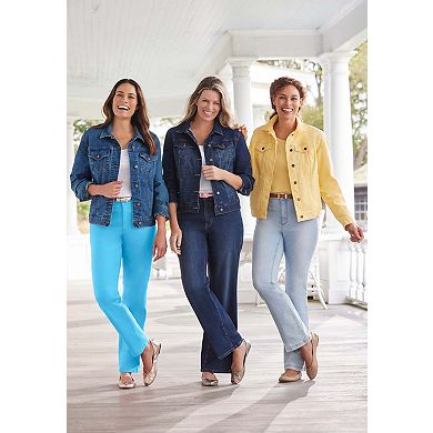 Woman Within Plus Size Petite Stretch Denim 5-Pocket Straight-Leg Jeans