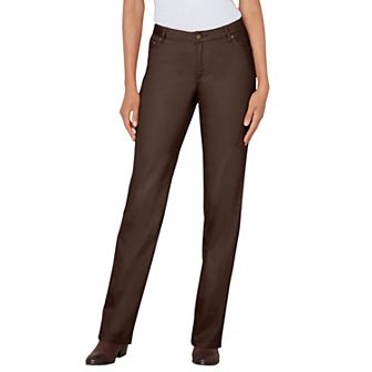 Woman Within Plus Size Petite Straight-Leg Stretch Denim Five-Pocket Jeans