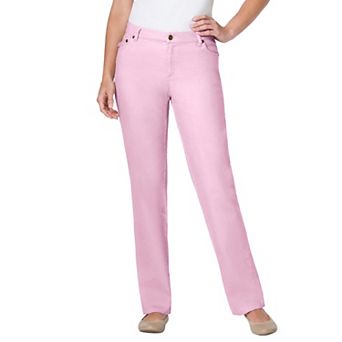 Woman Within Plus Size Petite Straight-Leg Stretch Denim Five-Pocket Jeans