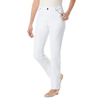 Woman Within Plus Size Petite Straight-Leg Stretch Denim Five-Pocket Jeans