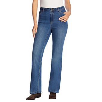 Woman Within Plus Size Petite Bootcut Stretch Comfort Denim Five-Pocket Jeans