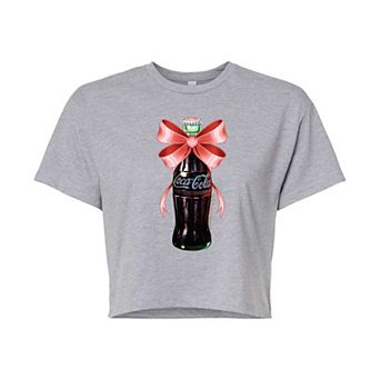 Juniors' Coca-Cola Bottle Bow Cropped Tee