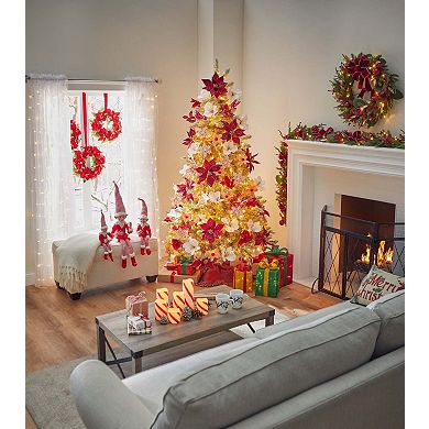 BrylaneHome Set Of 3 Cordless Pre-Lit Mini Christmas Wreaths