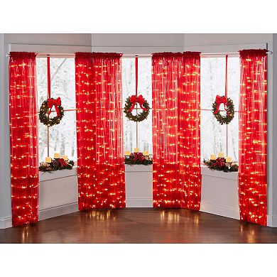BrylaneHome Set Of 3 Cordless Pre-Lit Mini Christmas Wreaths